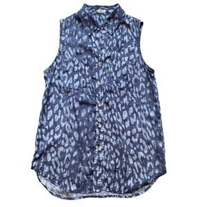 L’AGENCE Leopard Sleeveless Snap Front Top